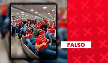 Es falso que este video muestre a aficionados noruegos realizando el ‘remo vikingo’ en un aeropuerto tras la eliminación de su selección
