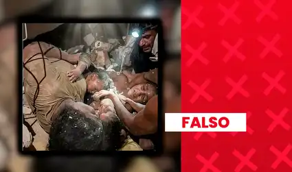 Es falsa la imagen de una madre que mantuvo con vida a sus hijos bajo los escombros: no hay evidencia del rescate y la fotografía fue creada con inteligencia artificial