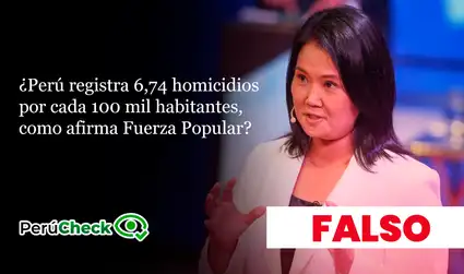 Plan de gobierno de Fuerza Popular afirma que tasa de homicidios es de 6,74 homicidios, pero es falso