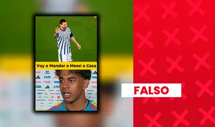 Es falso el video en el que Lamine Yamal afirma "voy a mandar a Messi a casa" antes de la final del Mundial 2026: la voz fue generada con IA