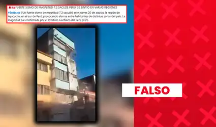 Es falso que este video muestre la caída de la fachada de un edificio durante el terremoto de Ayacucho: las imágenes corresponden al terremoto en Colombia