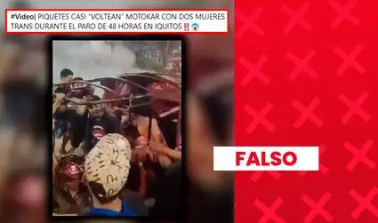 Es falso que este video muestre a manifestantes del actual paro de 48 horas en Iquitos intentando voltear una mototaxi con sus ocupantes dentro: Las imágenes son antiguas