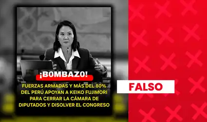 Es falso que más del 80% de los peruanos y las Fuerzas Armadas apoyen a Keiko Fujimori y la disolución del Congreso