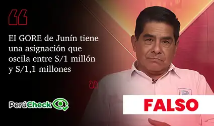 Es falso que el presupuesto del Gobierno Regional de Junín sea de entre S/1 millón y S/1,1 millones, como afirmó Dimas Aliaga