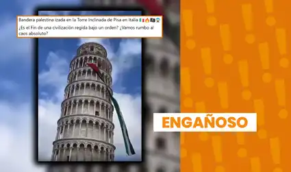 Video de bandera palestina en la Torre de Pisa es difundido engañosamente como actual, pero data de noviembre de 2023