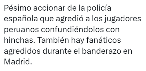 Selección peruana de fútbol sufrió agresión de policías en España y usuarios piden sanciones