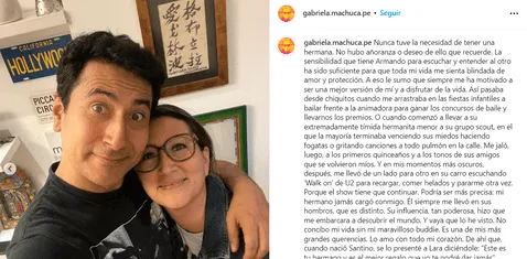 Armando Machuca agradeció por las sentidas palabras que le dedicó su hermana. Foto: Instagram   