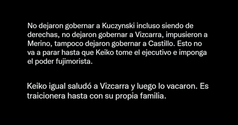 mensaje de Keiko Fujimori a Dina Boluarte