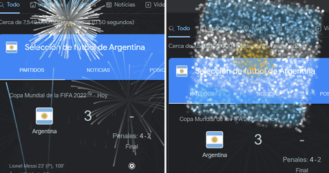 <em> Animación del navegador de Google para celebrar el triunfo de Argentina frente a Francia. Foto: composición LOL / Google </em>   