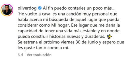  En su cuenta de Instagram, Meier habla sobre "He vuelto a casa". | Foto: Captura de Instagram    