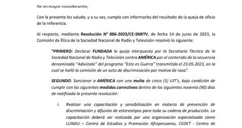 SNRTV sancionó a 'EEG' con multa económica. Foto: captura de SNRTV   