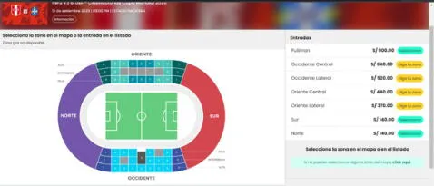 Perú vs. Brasil: precios de las entradas para el encuentro en el Estadio Nacional. Foto: captura Joinnus   