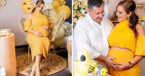  Marina Mora y Alejandro Valenzuela en el baby shower de su hija. Foto: Marina Mora Instagram<br><br>  