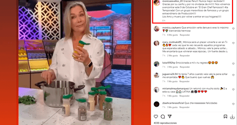 Mónica Zevallos mostrará sus dotes culinarios en 'El gran chef: famosos'. Foto: Instagram   