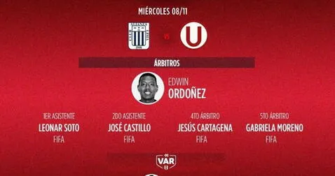 Los jueces quedaron definidos para el Alianza vs. Universitario en Matute. Foto: Conar 