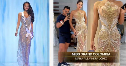  Miss Ecuador recicla el vestido de Miss Grand Colombia 2023. Foto: captura Miss Universe YouTube<br>    