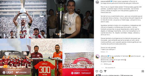 José Carvallo anunció su salida de Universitario tras ser campeón nacional 2023. Foto: Instagram José Carvallo   