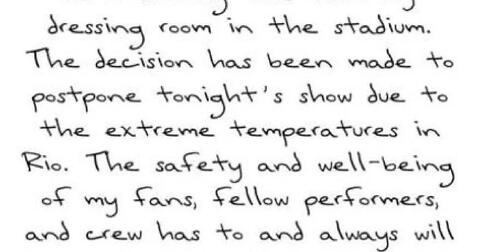  Mensaje de Taylor Swift posponiendo su concierto para el 20 de noviembre. Foto: captura Taylor Swift Instagram<br><br>  