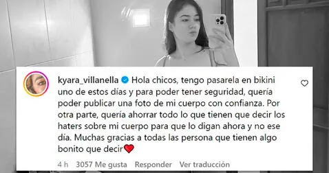  Kyara Villanella se adelantó a sus detractores y les envió mensaje. Foto: captura Kyara Villanella Instagram<br><br>  