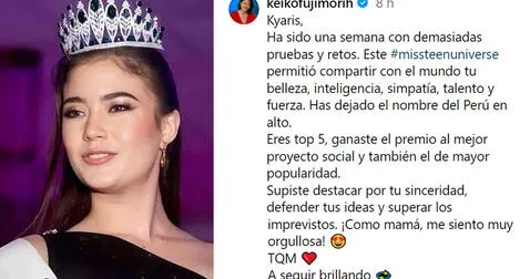 26.11.2023 | Keiko Fujimori felicita a Kyara Villanella. Foto: captura Keiko Fujimori Instagram<br><br>    