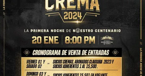 La Noche Crema 2024 se llevará a cabo el próximo sábado 20 de enero. Foto: Universitario   