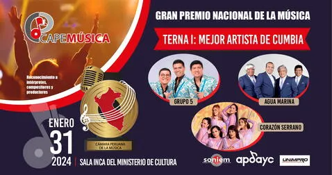 Grupo 5, Agua Marina y Corazón Serrano compiten por ser el mejor grupo de cumbia en el Perú. Foto: Facebook   