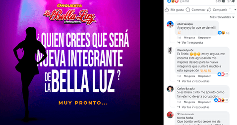 Briela Cirilo sería anunciada como la nueva integrante de La Bella Luz. Foto: Facebook   