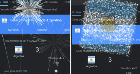  <em>Animación del navegador de Google para celebrar el triunfo de Argentina frente a Francia. Foto: composición LOL / Google</em>    