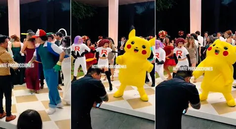 'Pikachu' y el 'Equipo Rocket' animan un matrimonio al ritmo del 