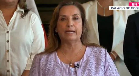 Dina Boluarte dio pronunciamiento público. Foto: TV Perú   