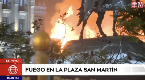 Incendio en la Plaza San Martín - Lima