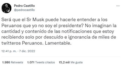 Homónino de Pedro Castillo en Twitter pide que no lo insulten: 
