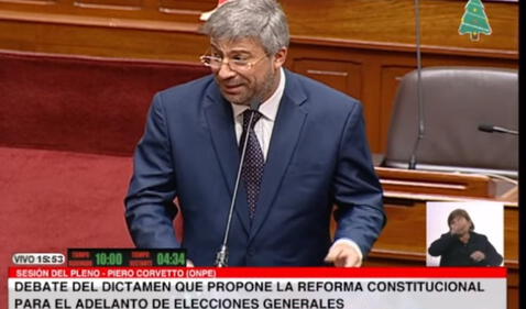 El jefe de la ONPE, Piero Corvetto, se pronunció sobre el adelanto de elecciones. Foto: Congreso