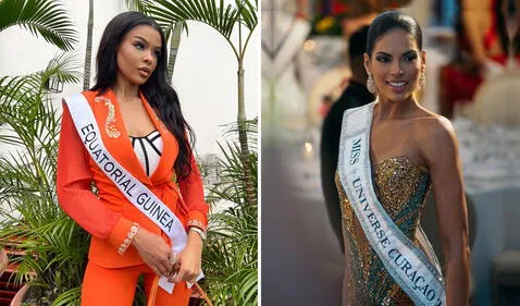  Diana Hinestrosa (Guinea Ecuatorial) y Kim Rossen (Curazao). Foto: Miss Universe/Instagram<br><br>  