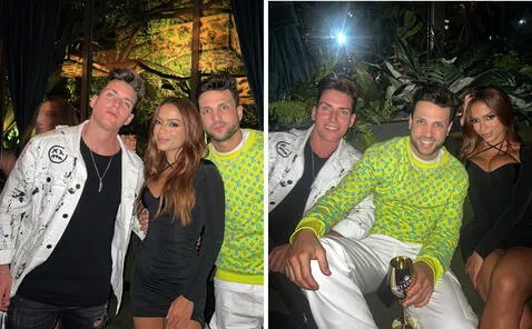  El influencer Agustín Fernández junto con Nicola Porcella y Anitta. Foto: agus.fernandezr/Instagram<br><br>    