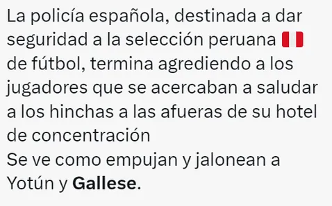 Selección peruana de fútbol sufrió agresión de policías en España y usuarios piden sanciones