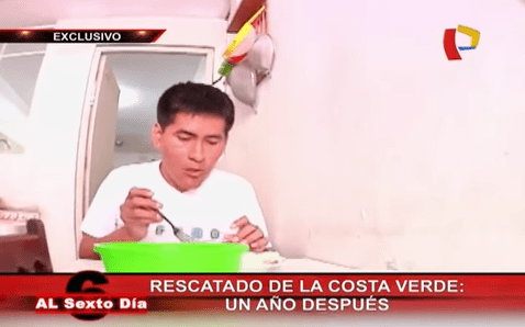 Reynaldo volvió a comer utilizando cubiertos. Foto: captura de Panamericana TV   