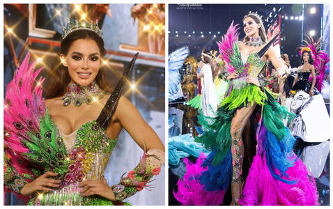  Miss Grand Colombia 2023 lució un traje alegórico llamado 'El colibrí del amor'. Foto: MGI/Instagram<br><br>    