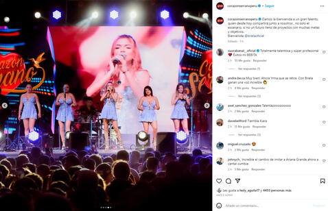 Corazón Serrano le dio la bienvenida a Briela Cirilo como su nueva vocalista. Foto: Instagram Corazón Serrano   