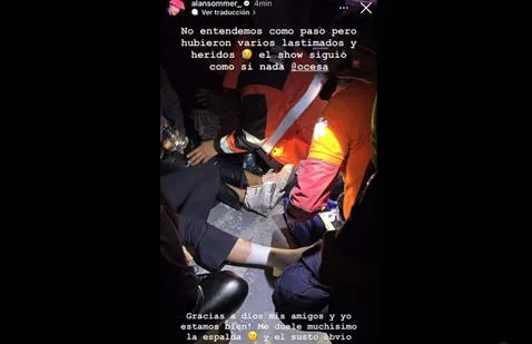  Asistente de concierto en México divulgó imagen de las personas heridas. Foto: Instagram/@alansommer_    