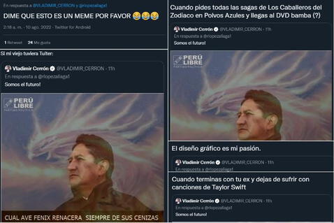 Vladimir Cerrón es troleado en Twitter, luego de compartir que 