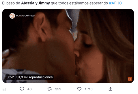  Usuarios reaccionan al beso de Alessia y Jimmy. Foto: captura de Twitter  