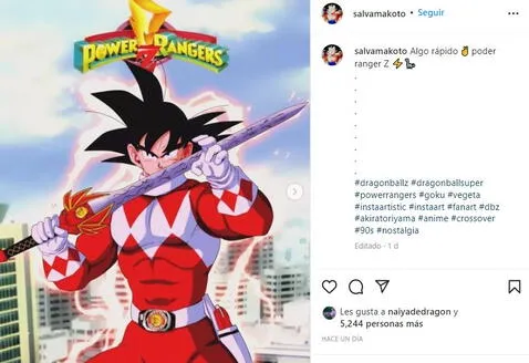 Dragon Ball Super: Crossover convierte a Goku en el Power Ranger Rojo y sorprende a fans