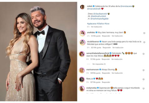  Famosos peruanos felicitan a Milett Figueroa y Marcelo Tinelli. Foto: captura de Milett Figueroa Instagram<br><br>  