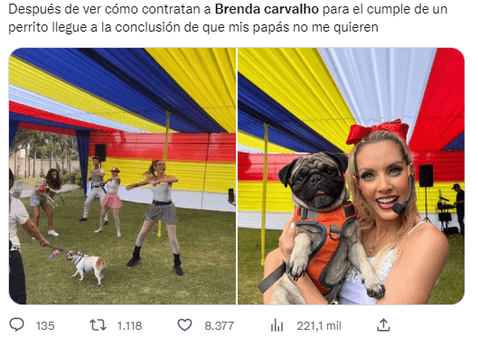 Brenda Carvalho causa sensación en redes tras animar la fiesta de cumpleaños de un perrito