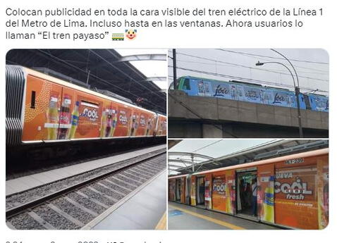 Metro de Lima reviste tren eléctrico con publicidad y usuarios reaccionan: 