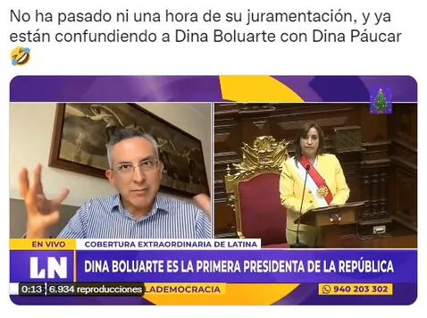 Periodista confunde a Dina Boluarte con Dina Paucar y se hace viral en redes sociales