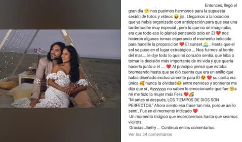   Second part of Mayella Lloclla's post about her marriage proposal.  Photo: capture Mayella Lloclla/Instagram    