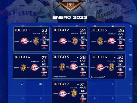  Calendario de la gran final de la LVBP 2022-23. Foto: LVBP/Twitter  
