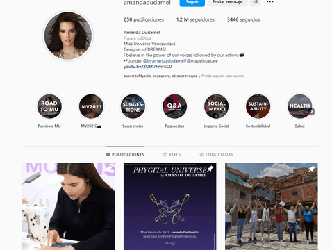 Amanda Dudamel has more than 1 million followers.  Photo: Instagram